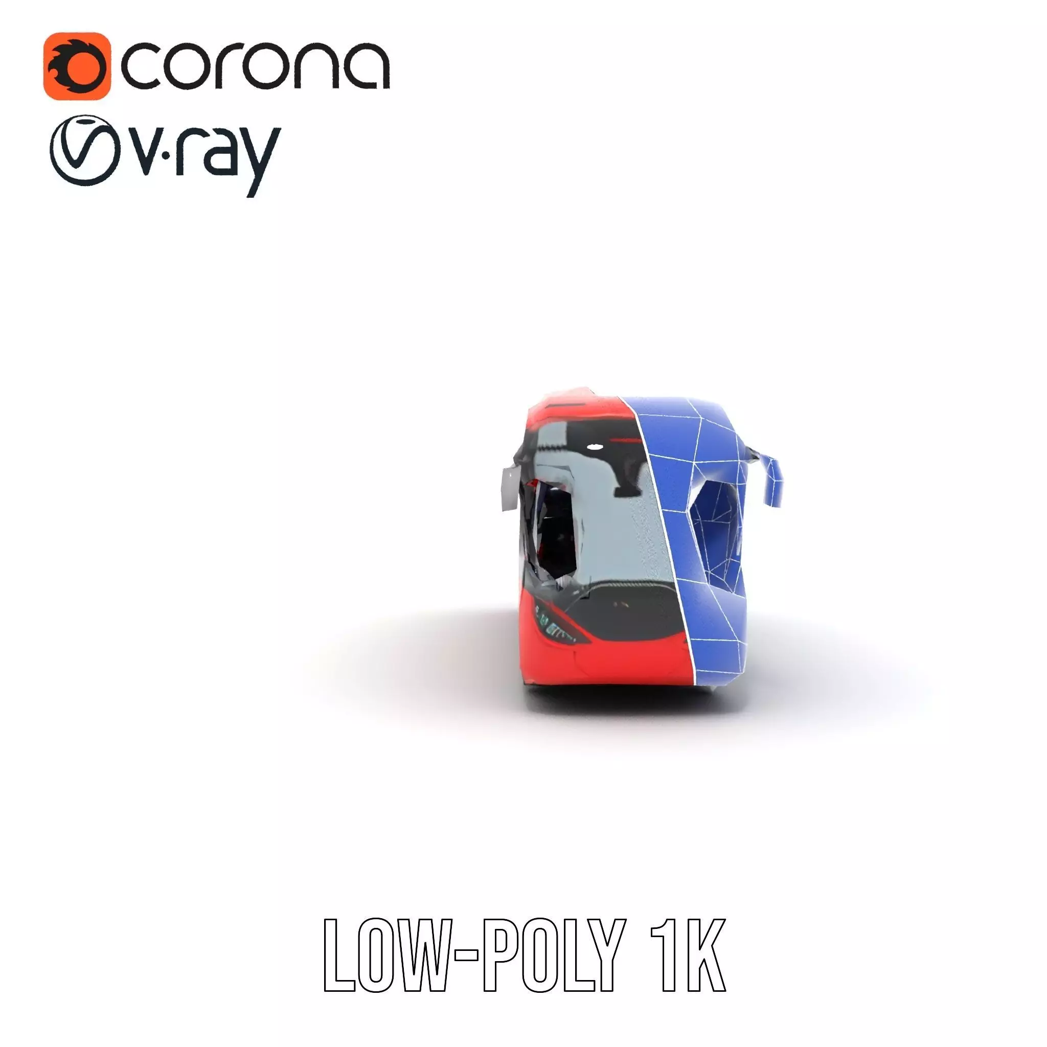 Urban Red Bus model pack Low-poly 3D model_25