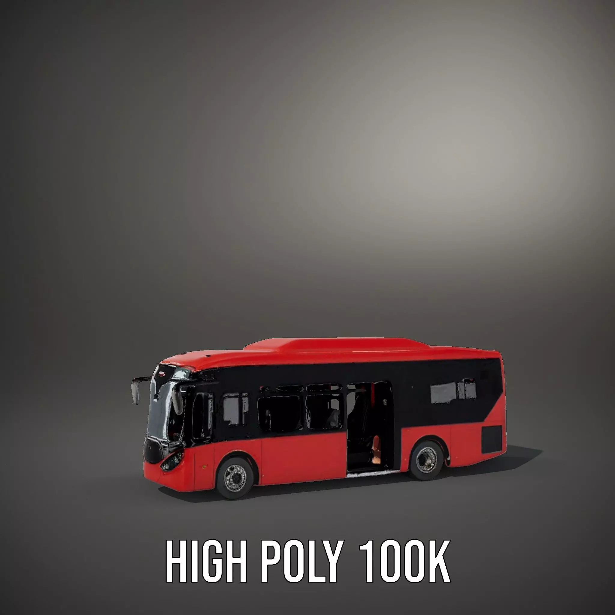 Urban Red Bus model pack Low-poly 3D model_26