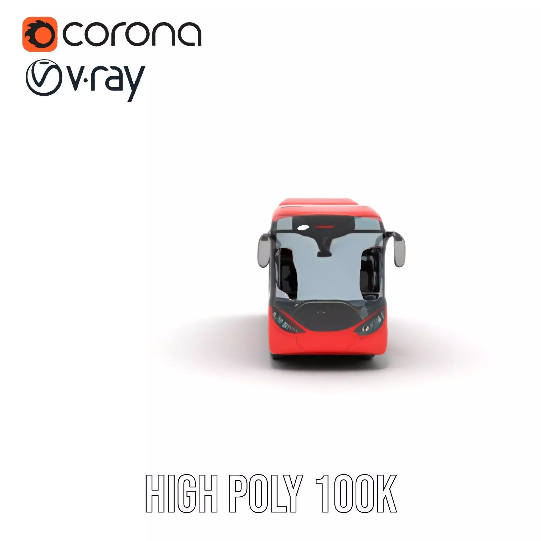 Urban Red Bus model pack Low-poly 3D model_29