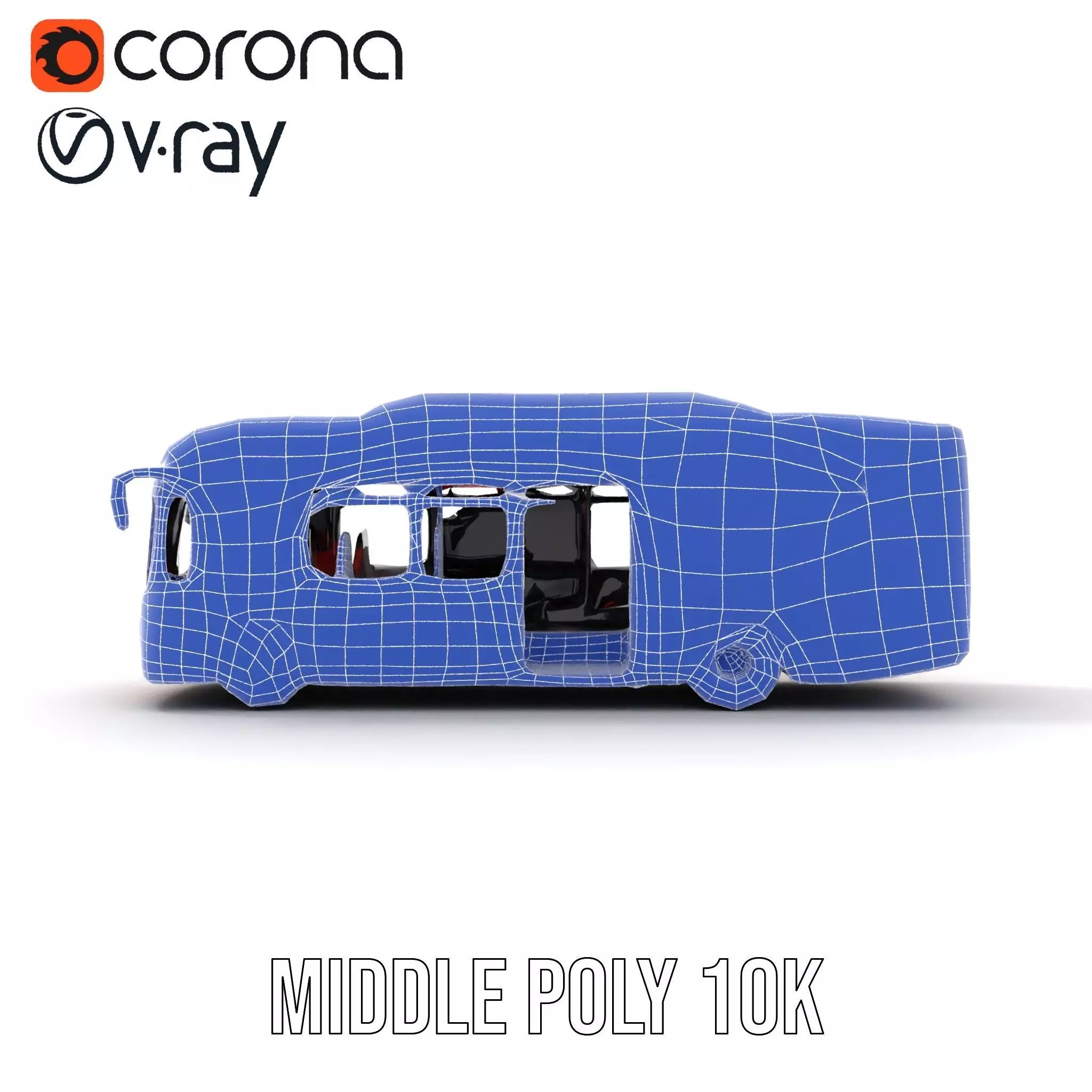 Urban Red Bus model pack Low-poly 3D model_21