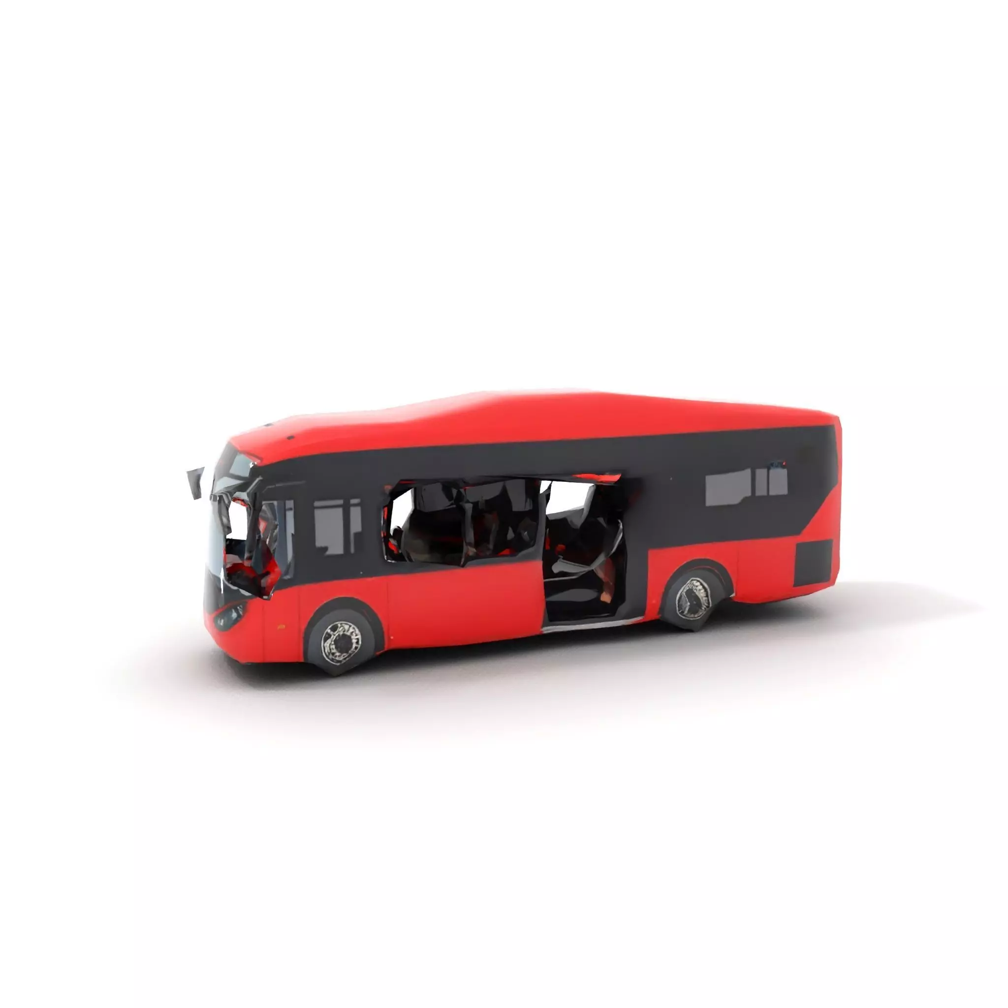 Urban Red Bus model pack Low-poly 3D model_17