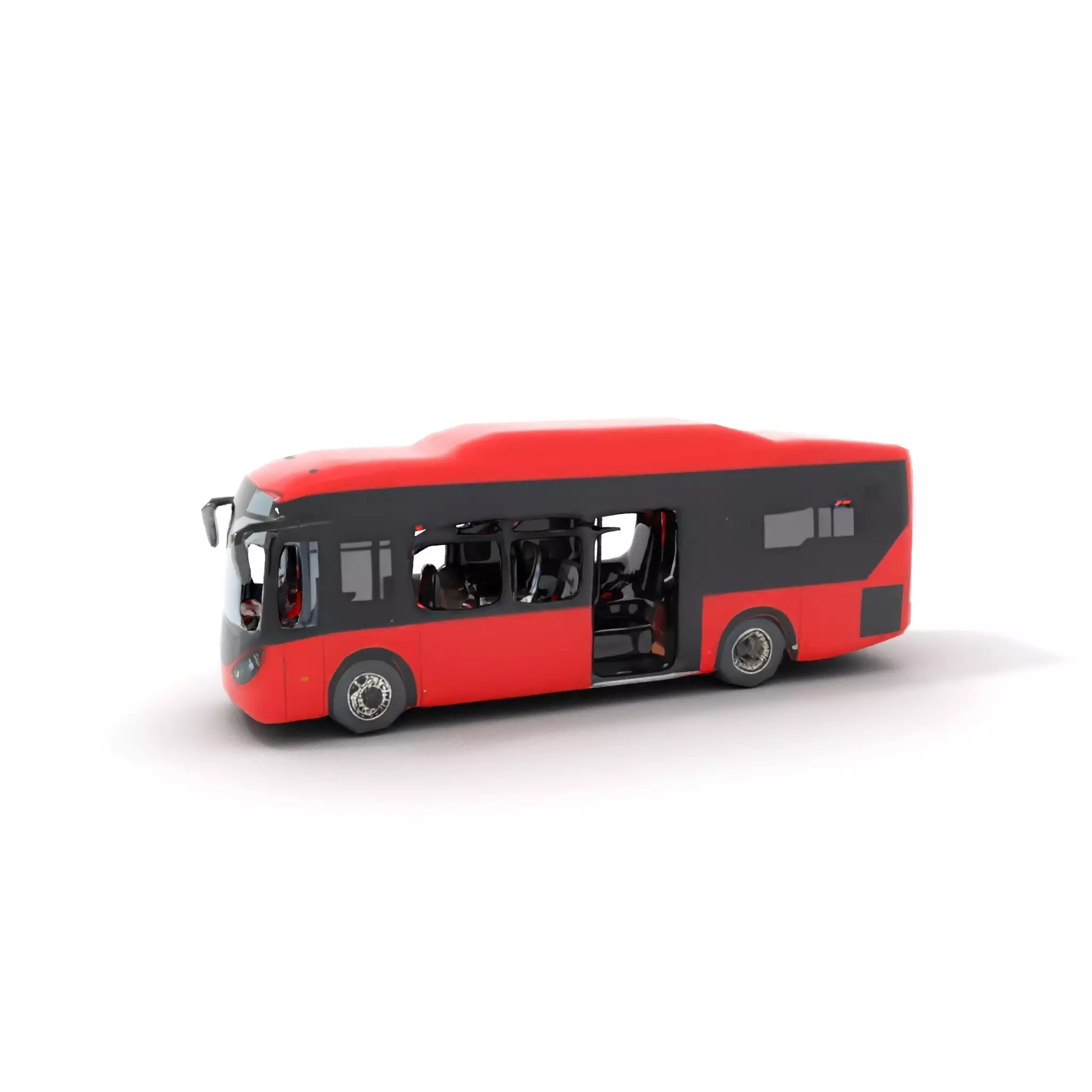 Urban Red Bus model pack Low-poly 3D model_18