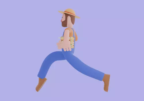 Stylized 3D Farmer Man Character - Running with Pizza Gift Box  3D model_3