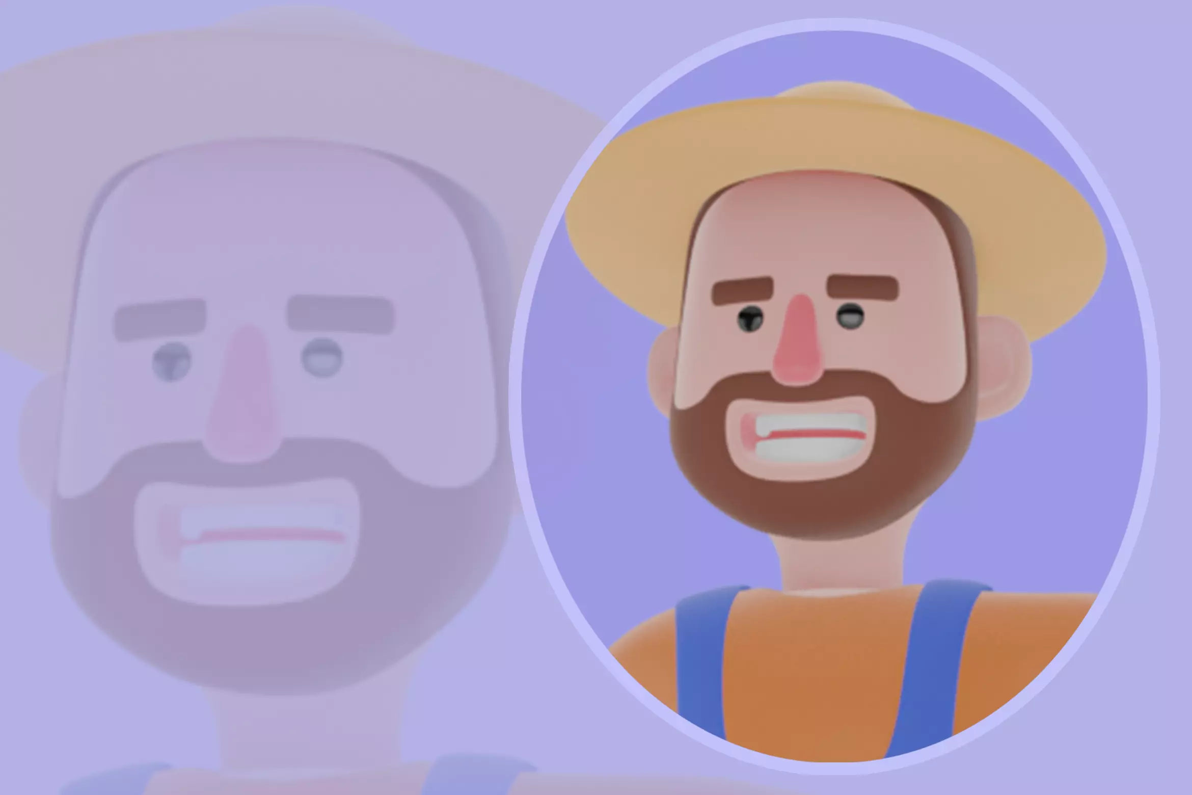 Stylized 3D Farmer Man Character - Running with Pizza Gift Box  3D model_0