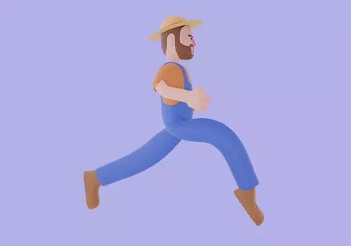 Stylized 3D Farmer Man Character - Running with Pizza Gift Box  3D model_5