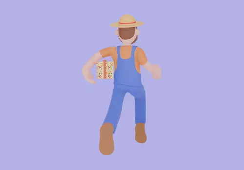 Stylized 3D Farmer Man Character - Running with Pizza Gift Box  3D model_4