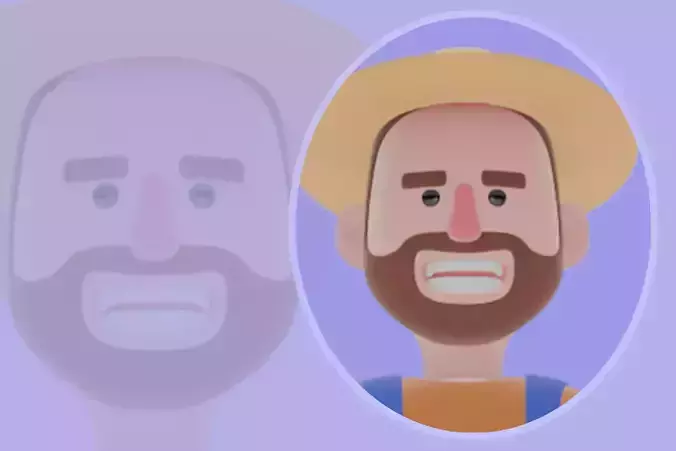 Stylized 3D Farmer Man Character-Cartoon Male Holding Gift Box 