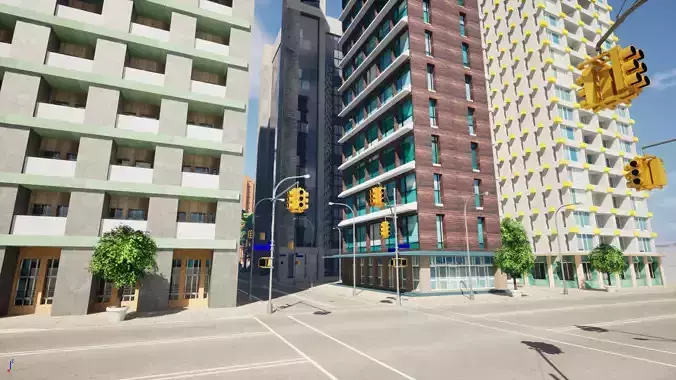 City Downtown Skyscraper Street - Unreal - Lot 11