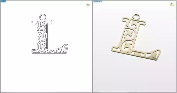 L letter pendant 3D print model