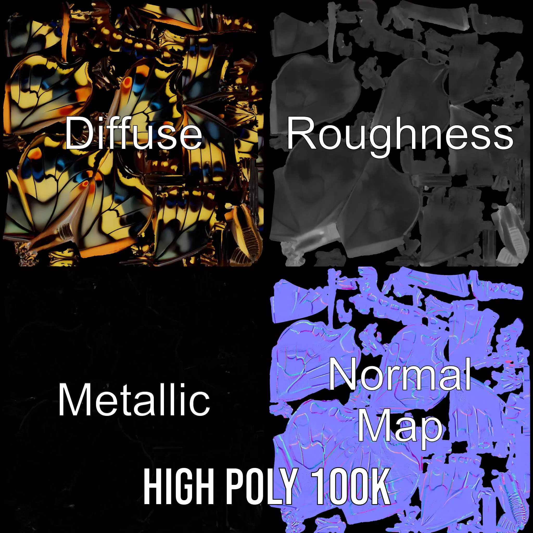 Vibrant Butterfly Wings model pack Low-poly 3D model_4