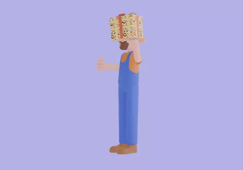 Stylized 3D Farmer Man Character - Cartoon Male with Gift Box 3D model_3