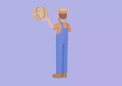 Stylized 3D Farmer Man Character - Cartoon Male with Gift Box 3D model_4