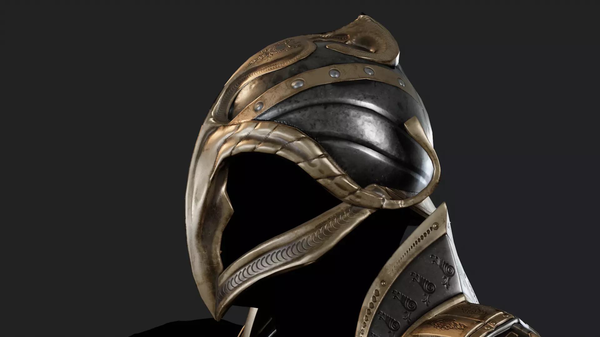 Metal Armor Set Low-poly 3D model_14