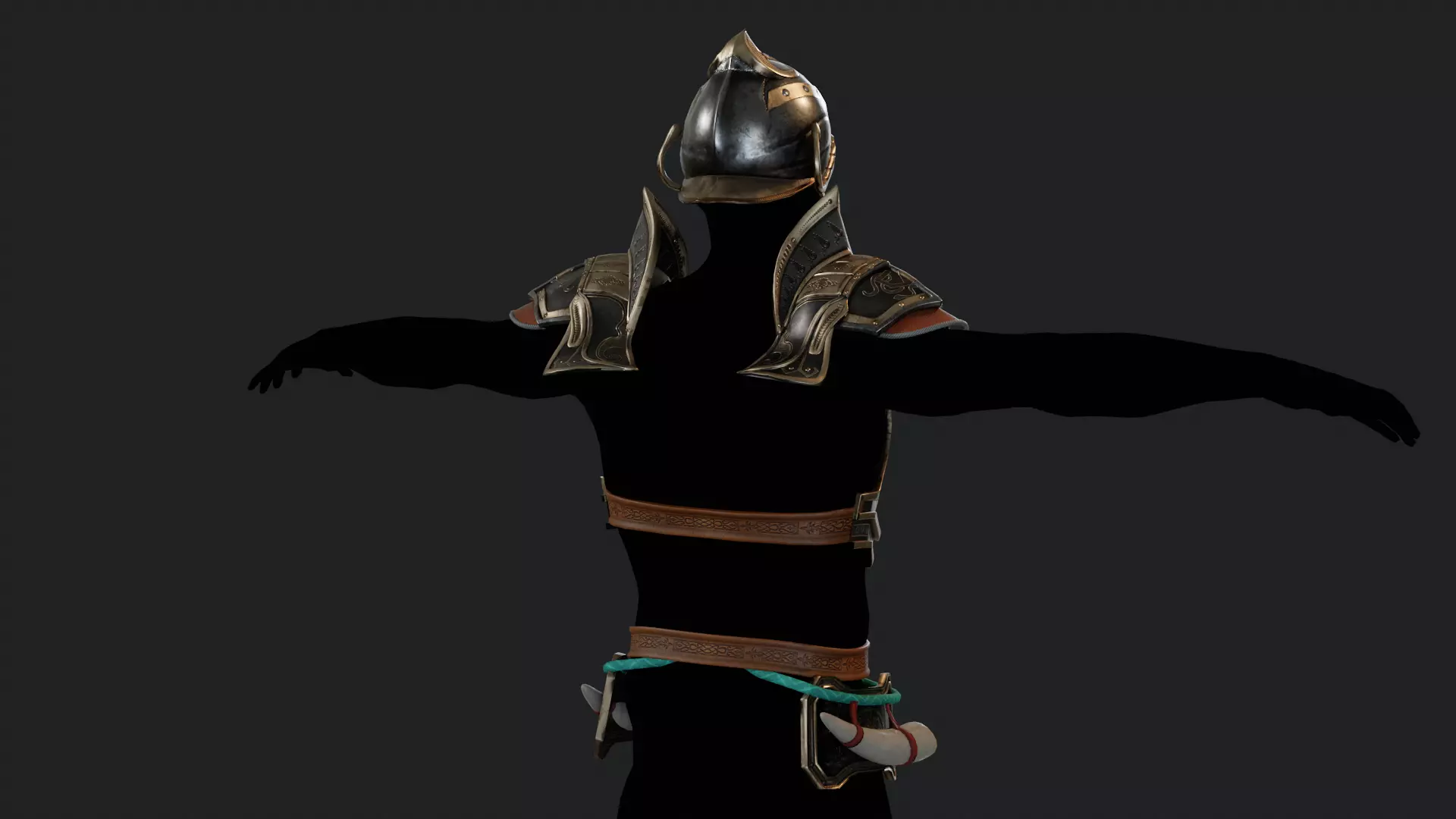 Metal Armor Set Low-poly 3D model_8