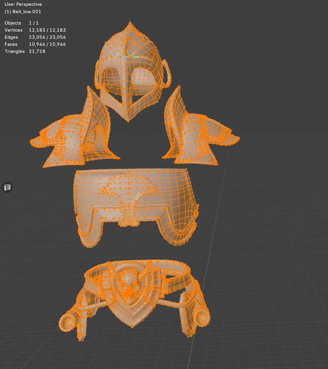 Metal Armor Set Low-poly 3D model_15