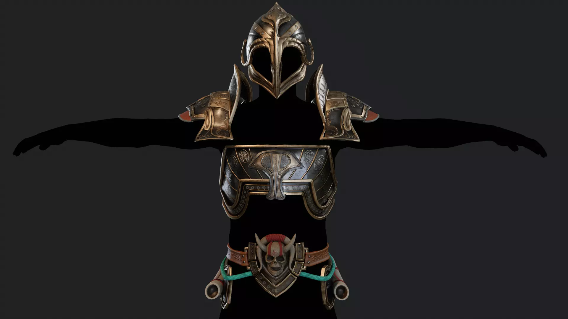 Metal Armor Set Low-poly 3D model_1