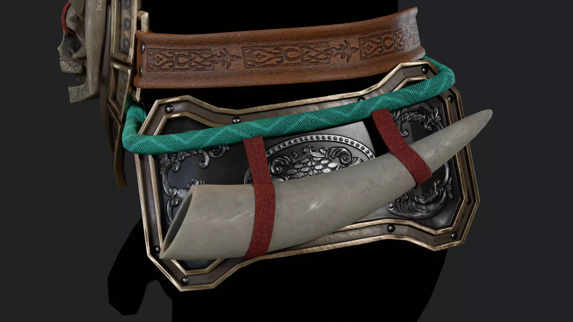 Metal Armor Set Low-poly 3D model_13