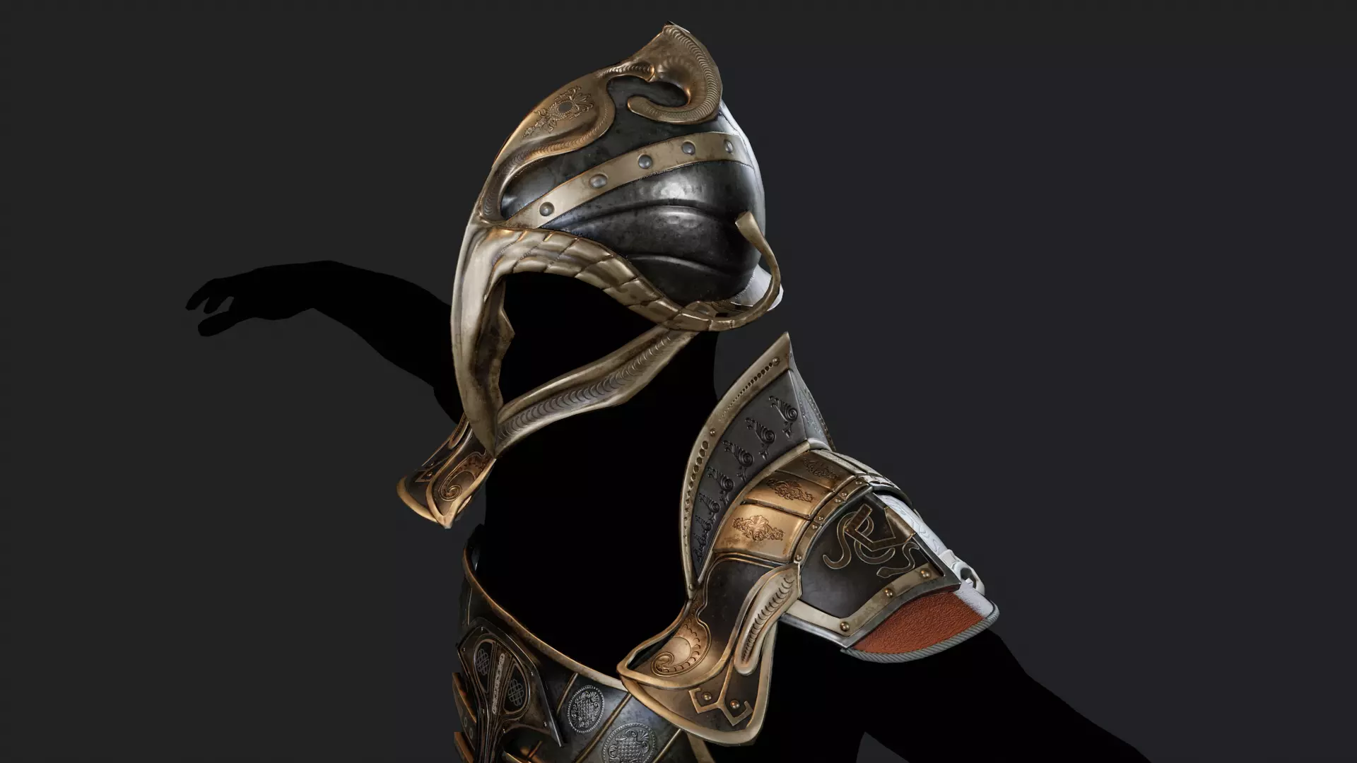 Metal Armor Set Low-poly 3D model_9