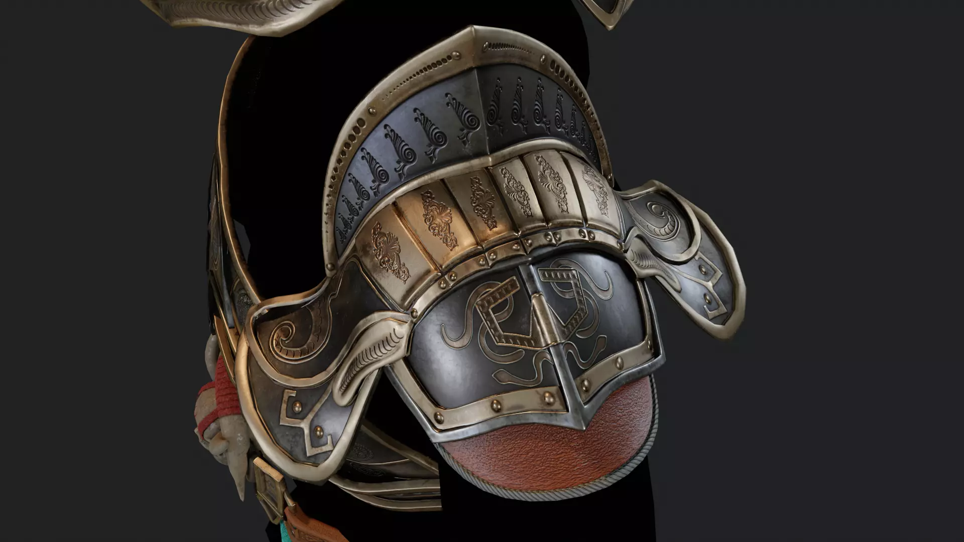 Metal Armor Set Low-poly 3D model_10