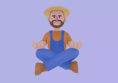 Stylized 3D Farmer Man Character-Cartoon Male Waving Cheerfully 3D model_2