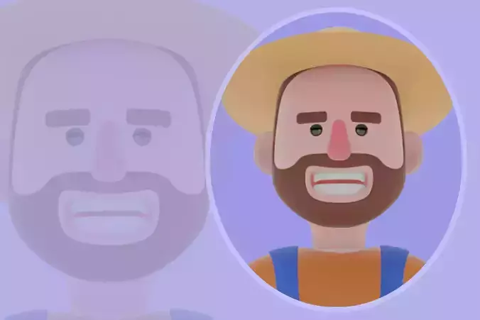 Stylized 3D Farmer Man Character-Cartoon Male Waving Cheerfully
