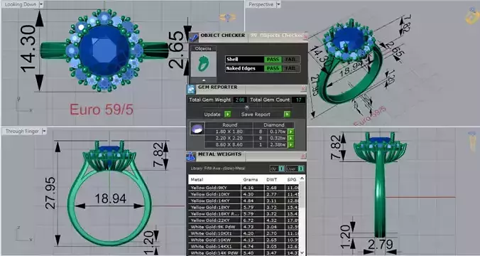 Bridal rose Gold Diamond stl 3dm Ring jr00201