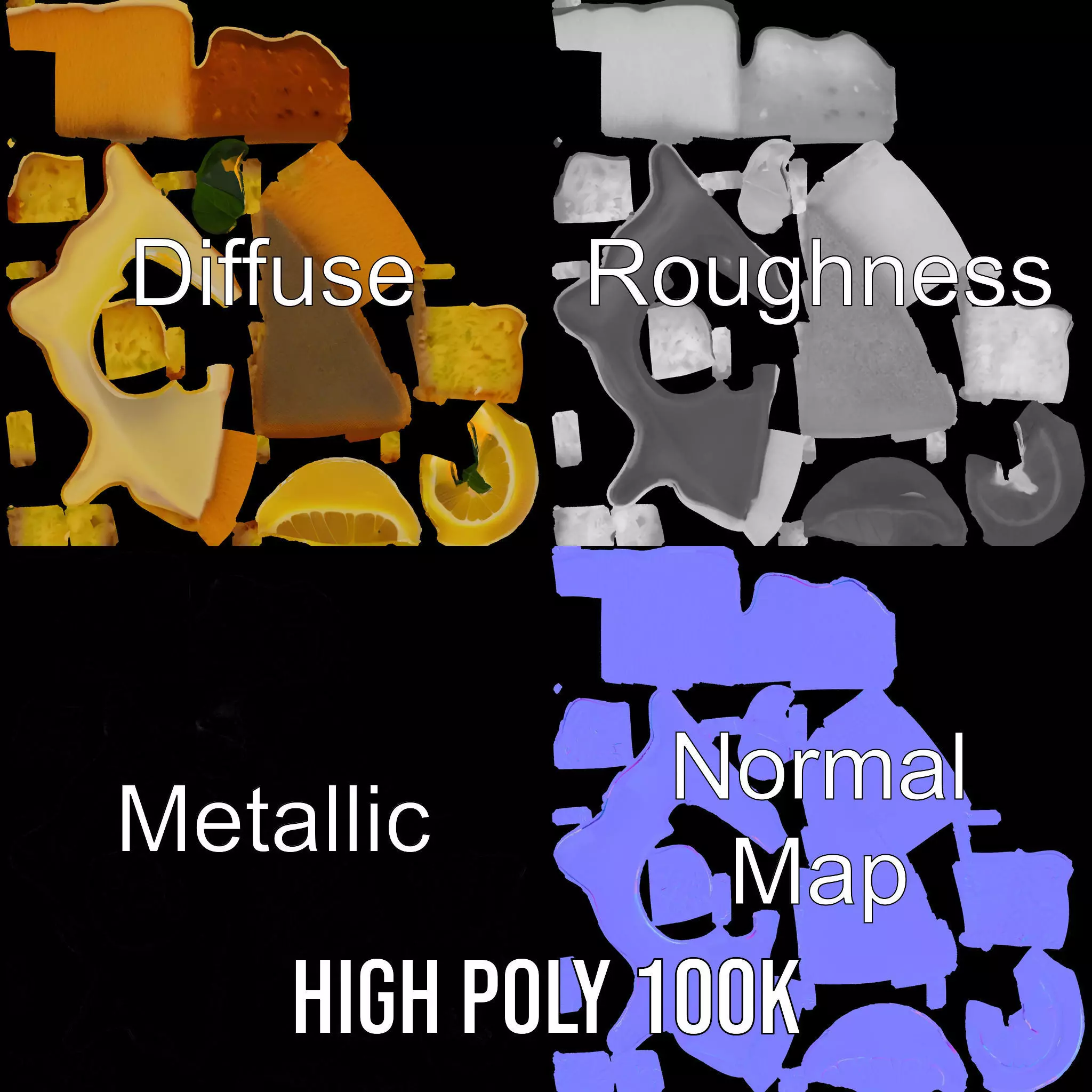 Lemon Slice Cake model pack Low-poly 3D model_3