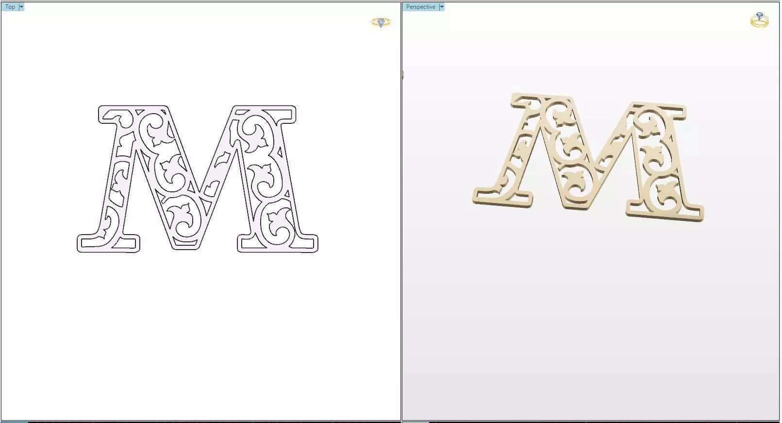 M letter pendant 3D print model