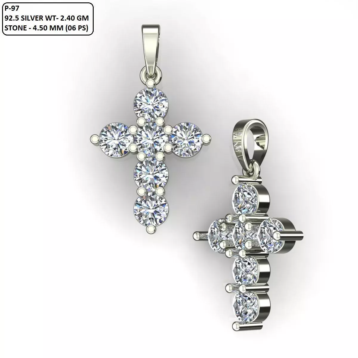 Elegant cross pendant 3D print model_0