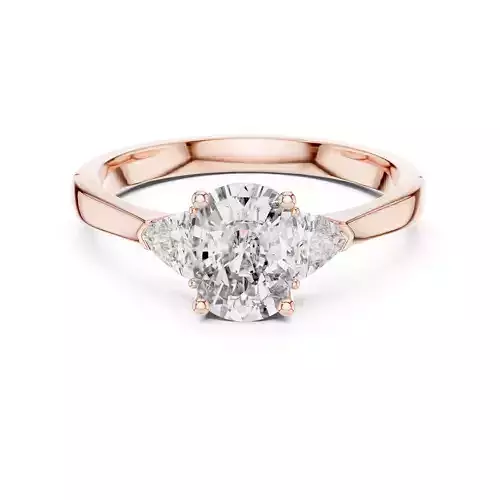 Three Stone Elongated Cushion Trillion Cut Ring 3DM STL Video