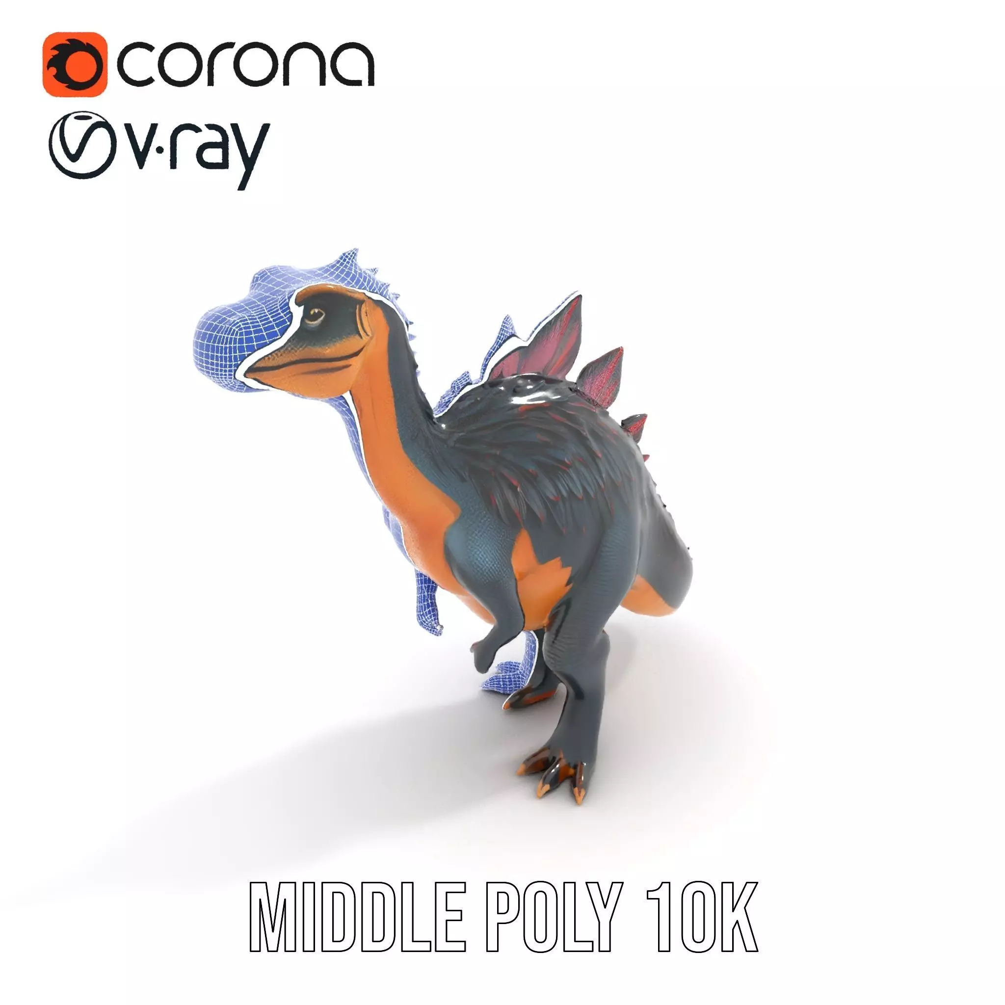 Spiky Dinosaur model pack Low-poly 3D model_14