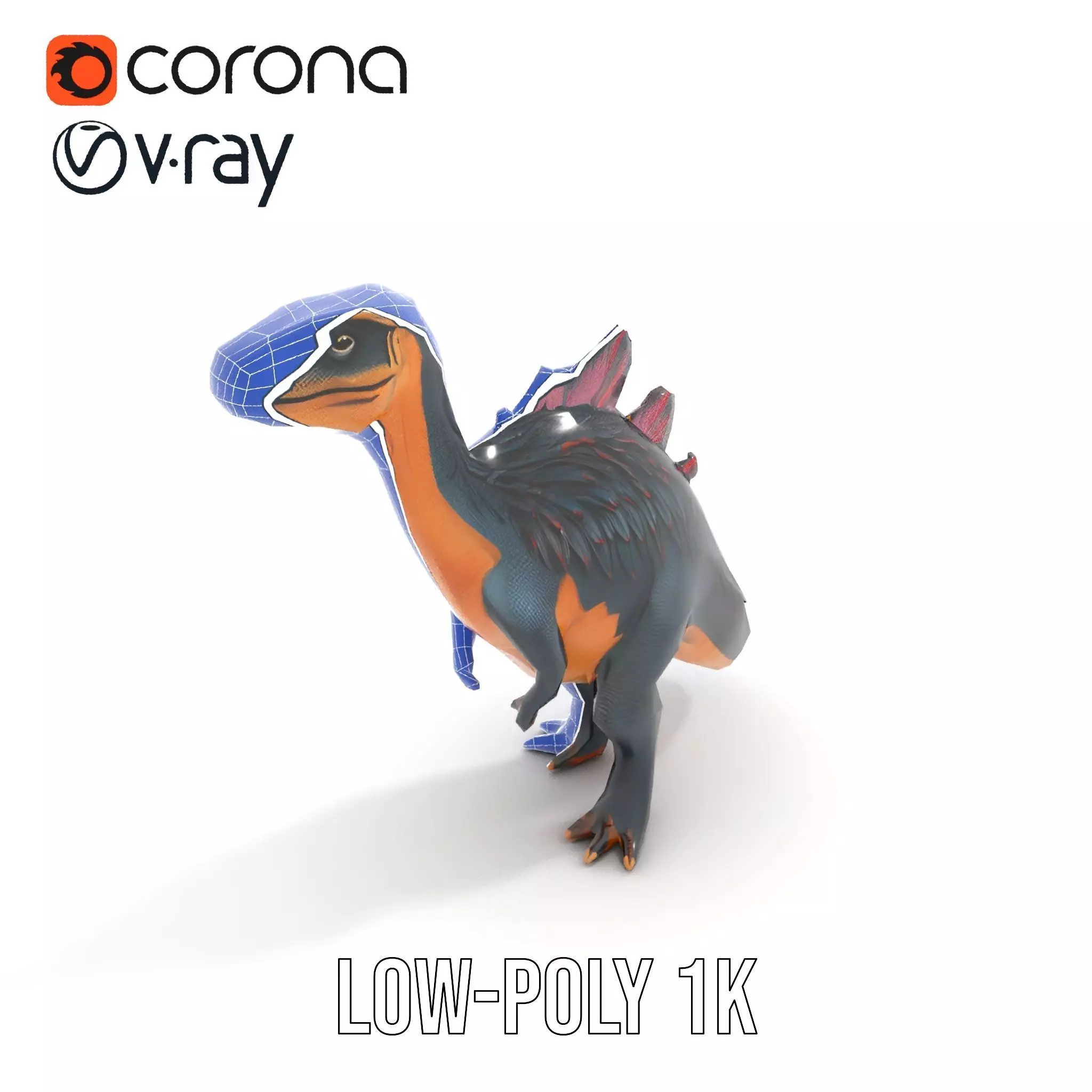 Spiky Dinosaur model pack Low-poly 3D model_10