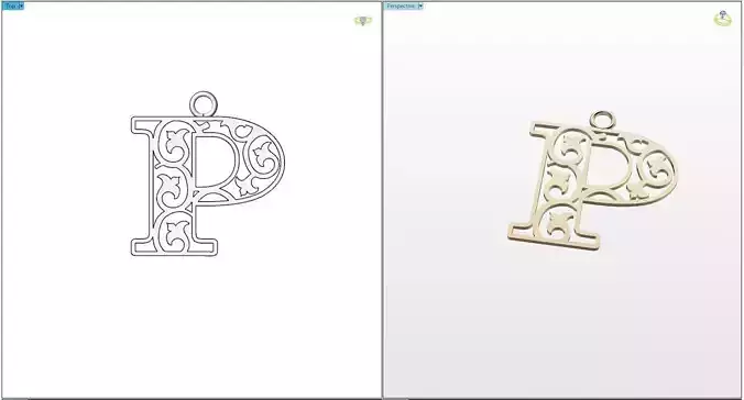 P letter pendant 3D print model