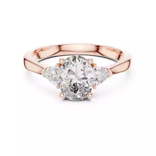 Three Stone Oval and Trillion Diamond Wedding Ring 3DM STL Video