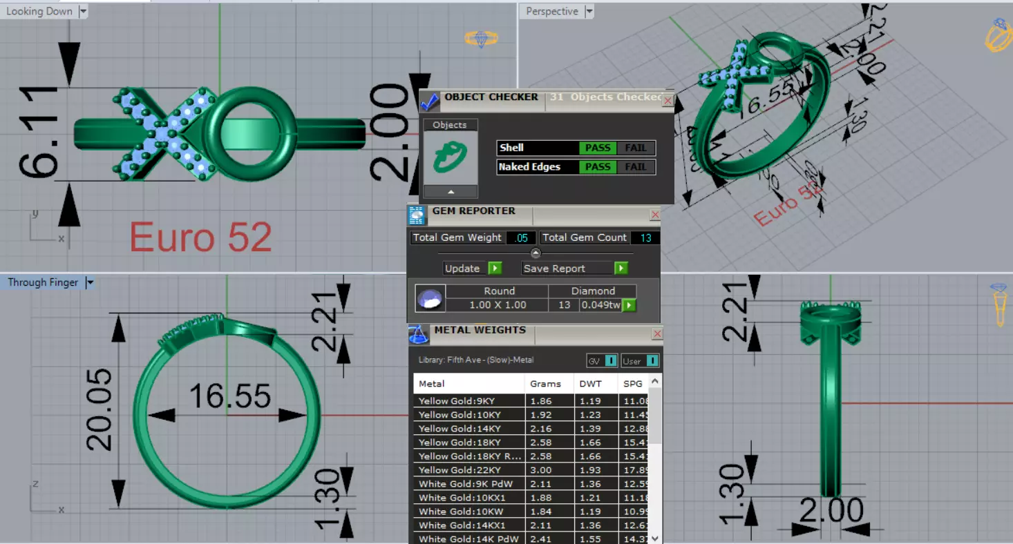 Rose Gold Diamond stl 3dm Ring XO Model jr00202 3D print model