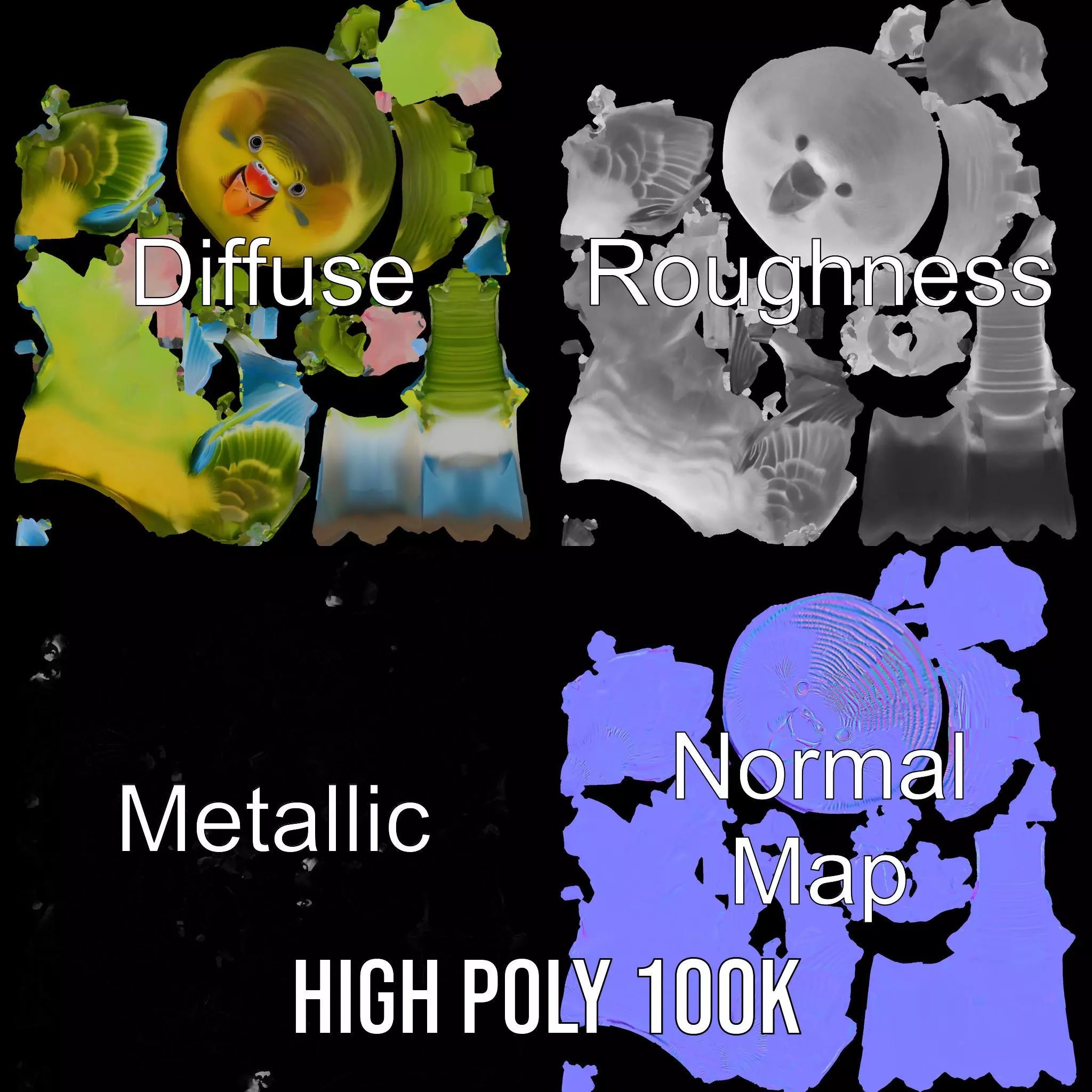 Colorful Parrot model pack Low-poly 3D model_4