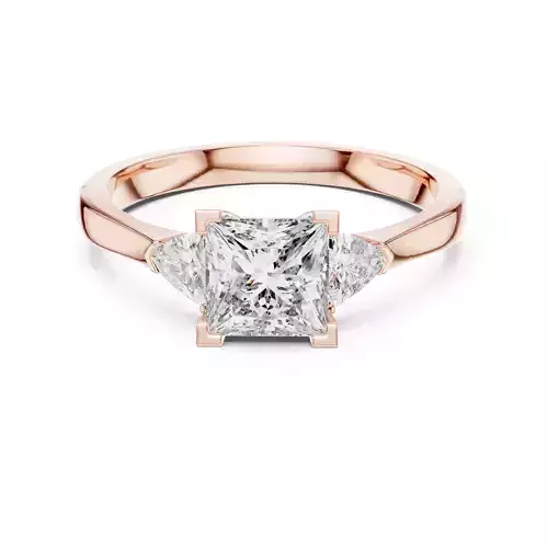 Three Stone Princess and Trillion Cut Wedding Ring 3DM STL Video