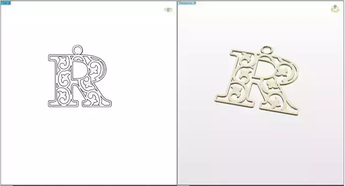 R letter pendant 3D print model