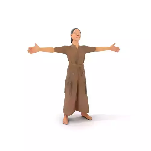 Traditional Brown Kimono model pack Low-poly 3D model