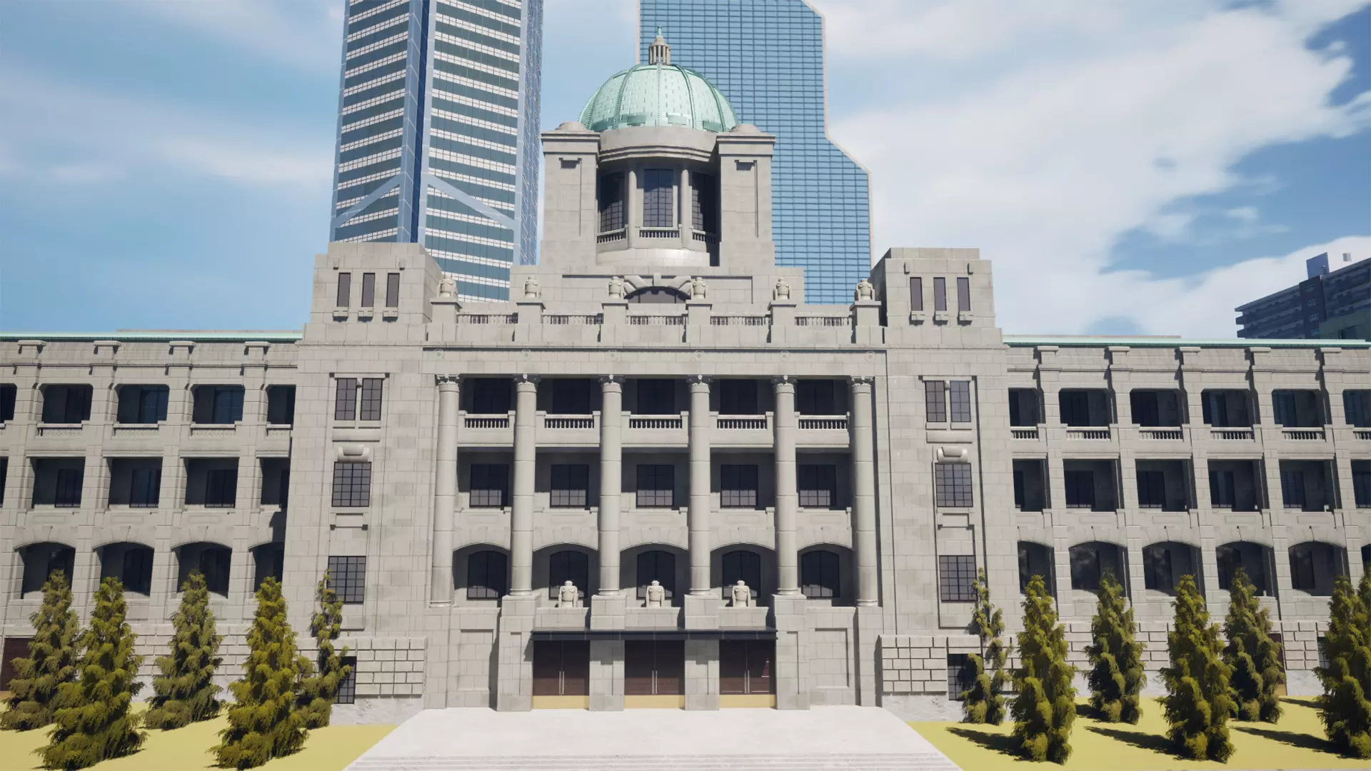 ELVIS Korean Neoclassical Government Office Low-poly 3D model_0