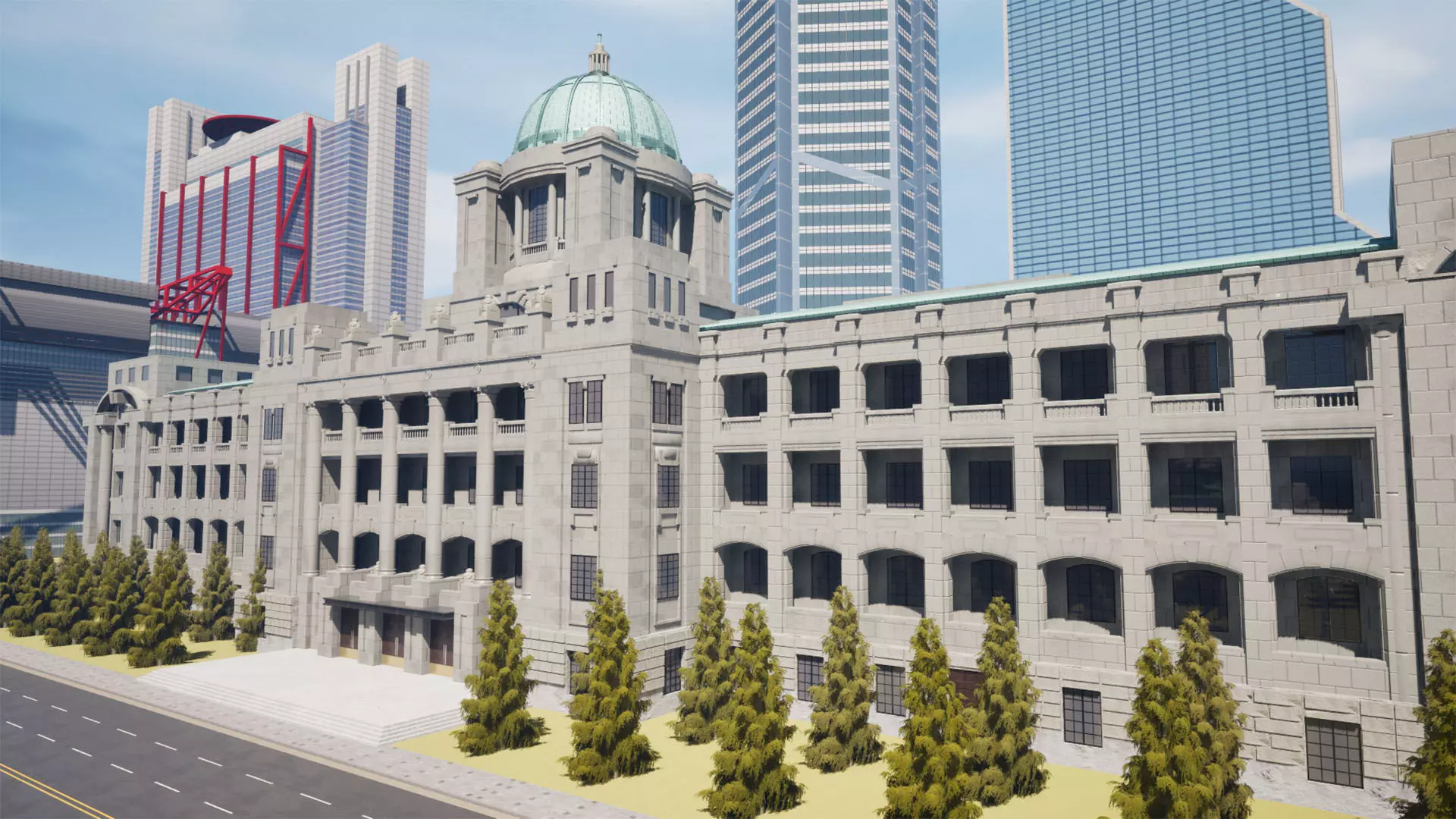 ELVIS Korean Neoclassical Government Office Low-poly 3D model_1