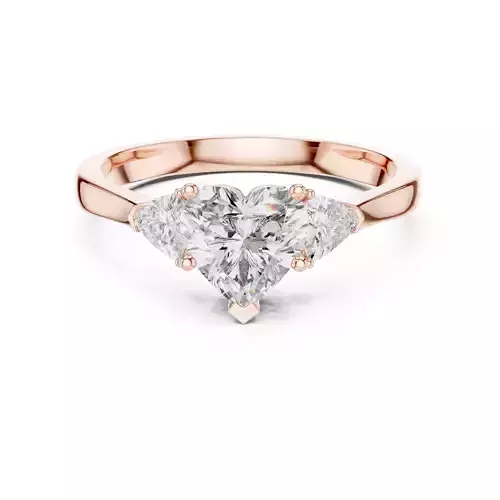 Three Stone Heart and Trillion Cut Wedding Ring 3DM STL Video