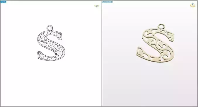 S letter pendant 3D print model