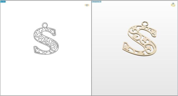 S letter pendant 3D print model