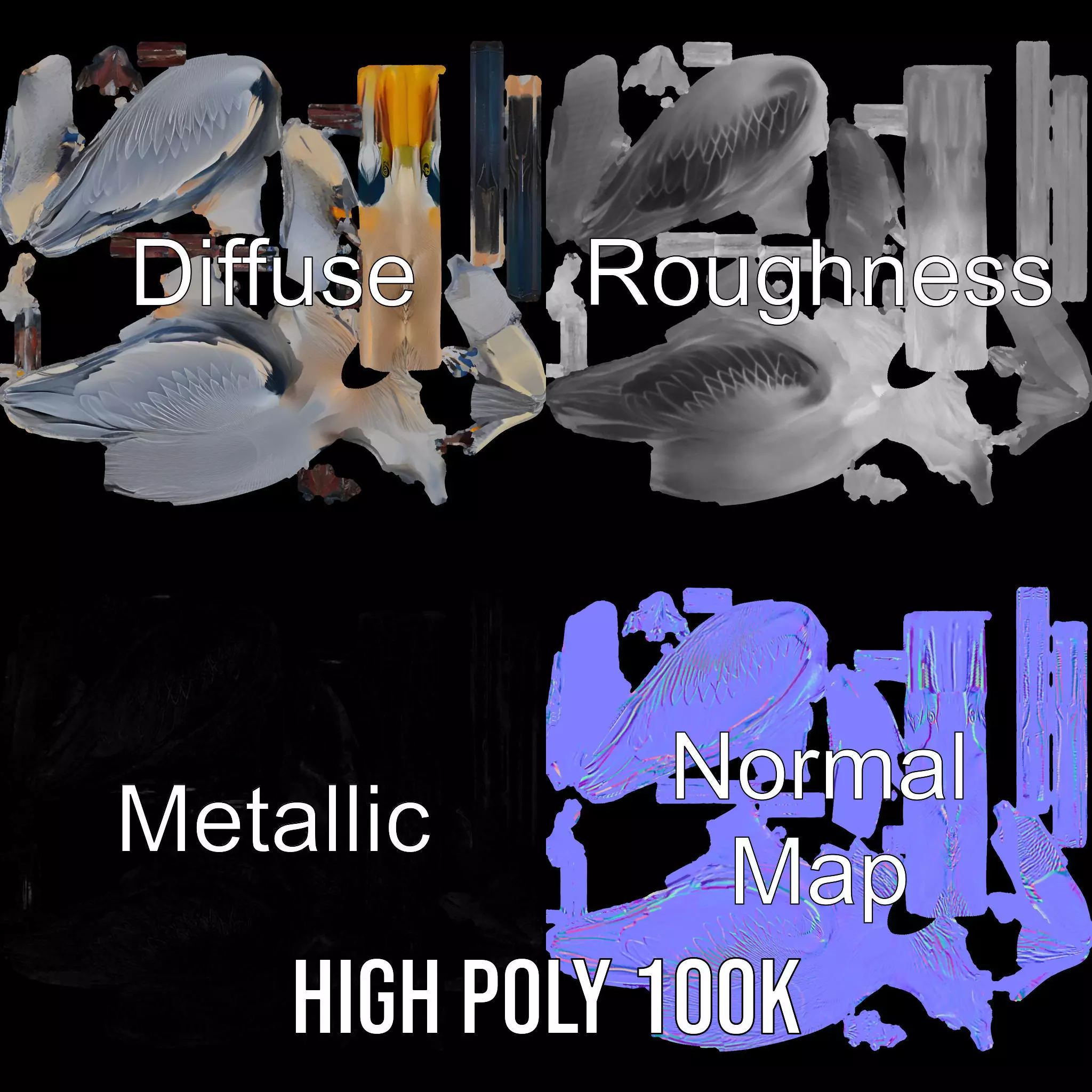 Elegant Heron model pack Low-poly 3D model_4