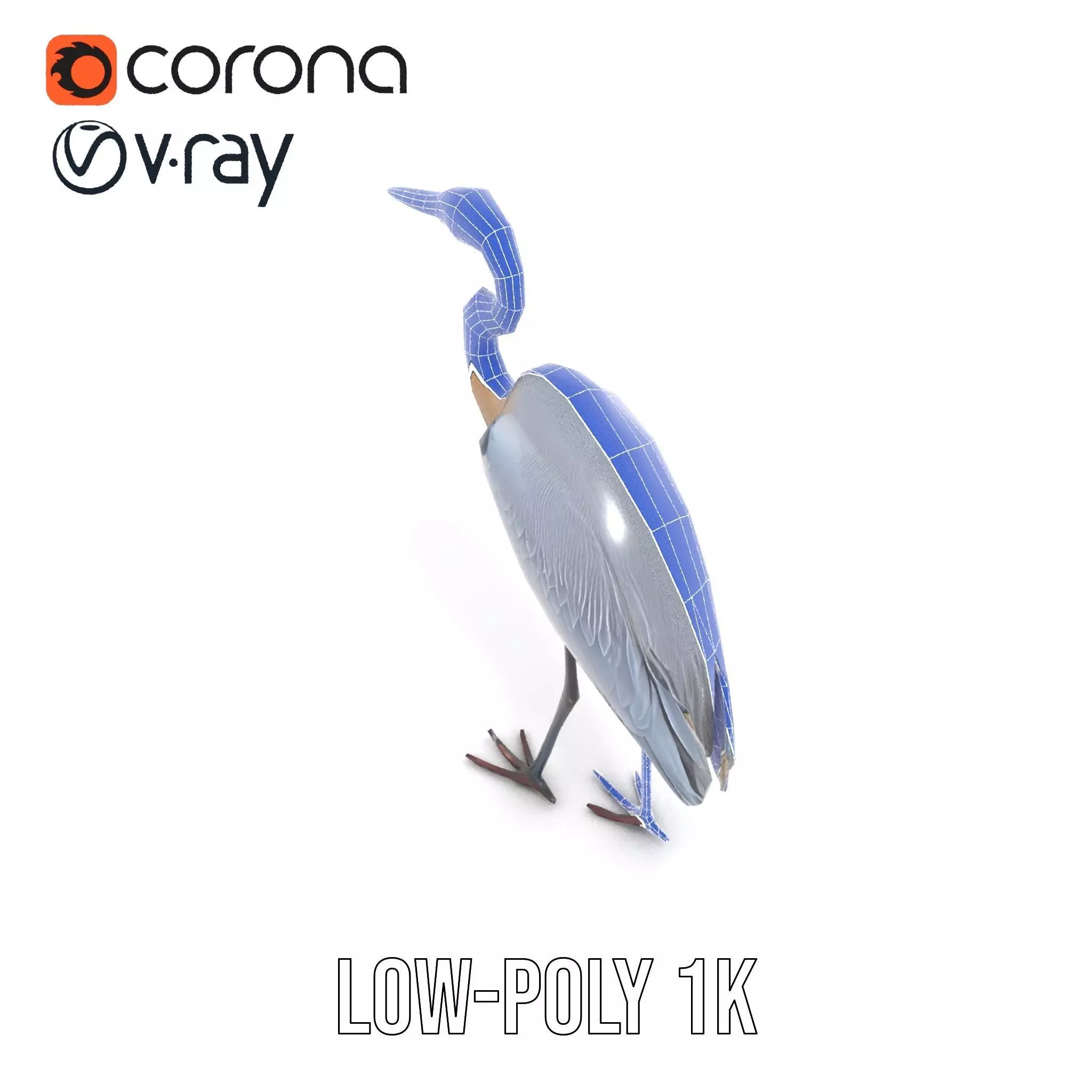 Elegant Heron model pack Low-poly 3D model_23