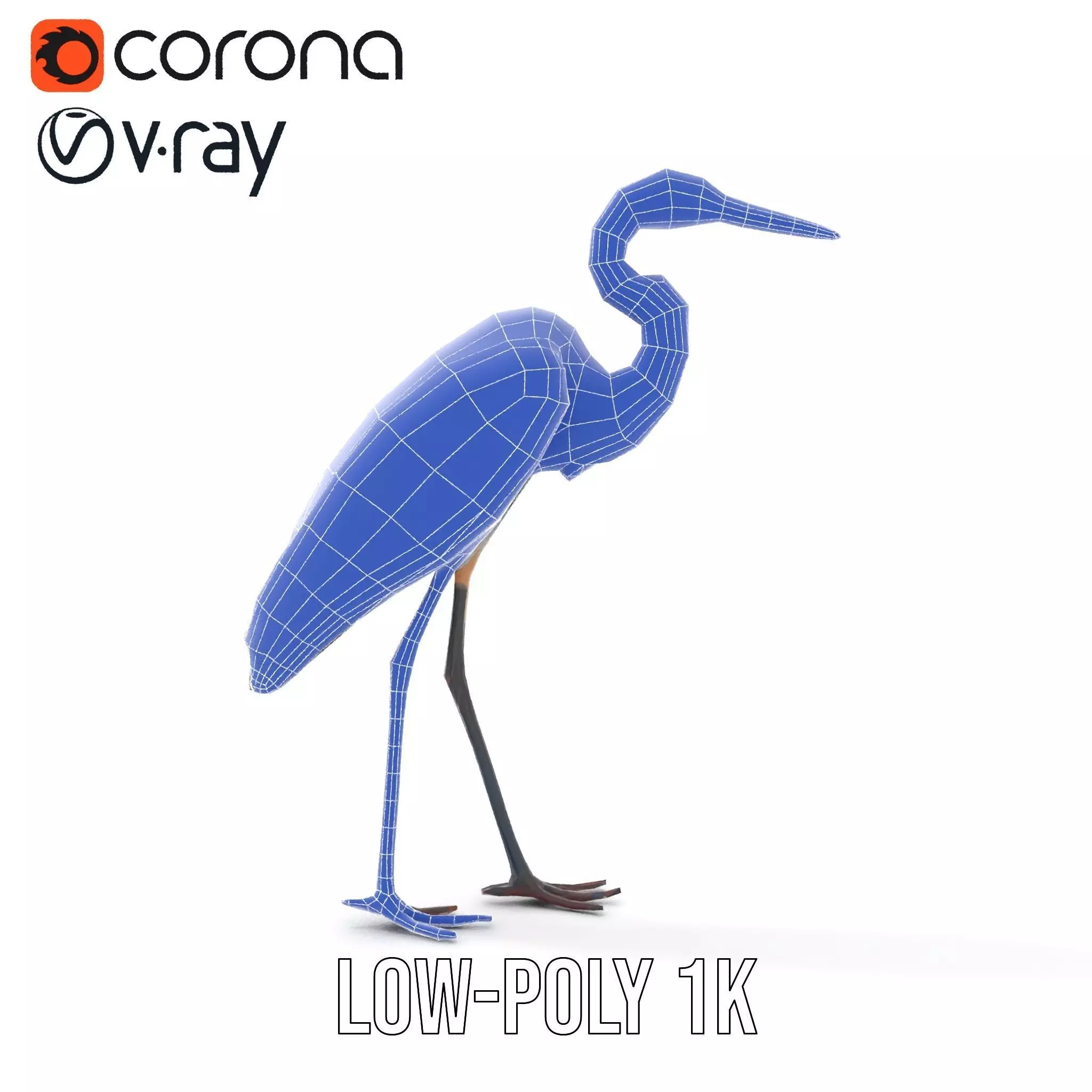 Elegant Heron model pack Low-poly 3D model_29