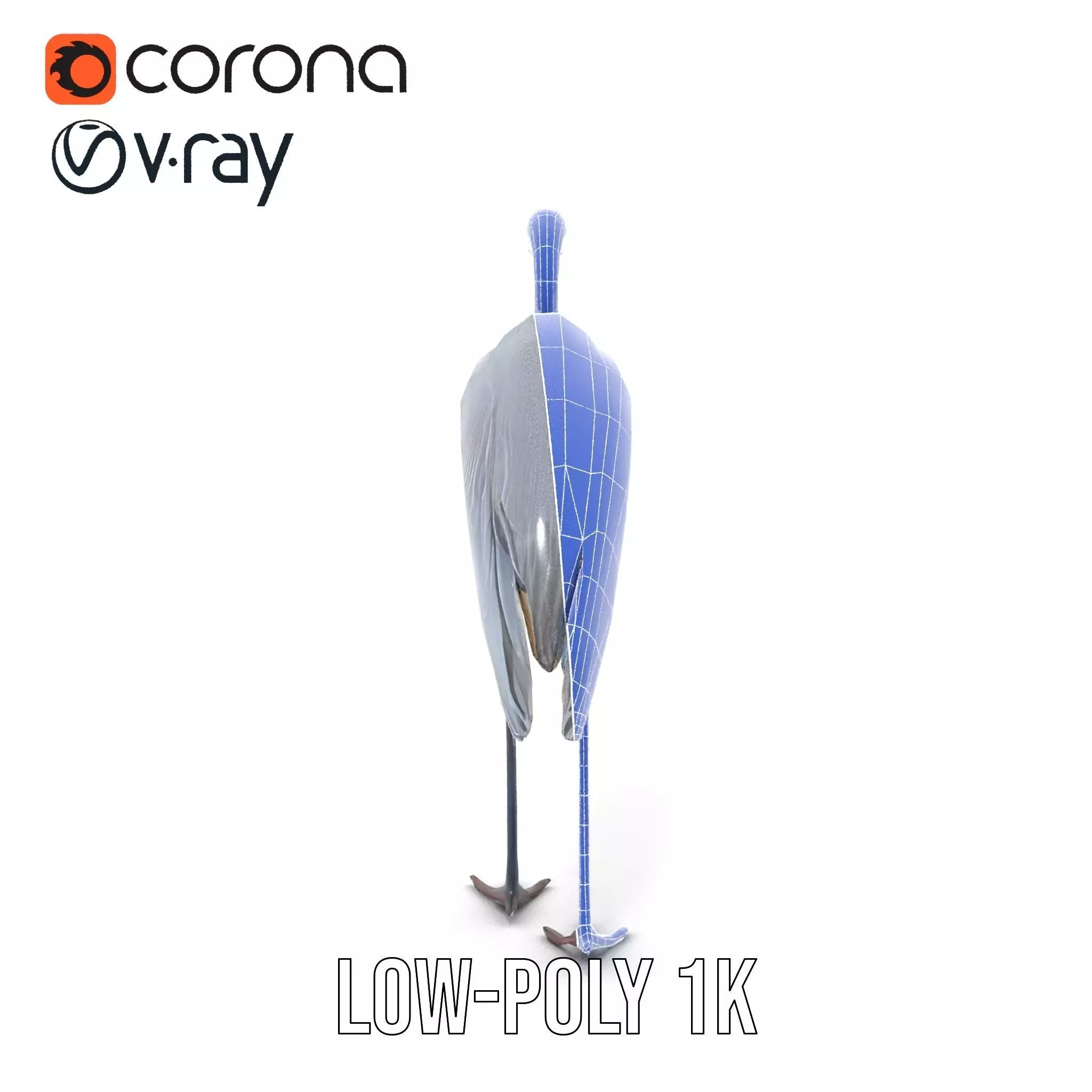 Elegant Heron model pack Low-poly 3D model_32