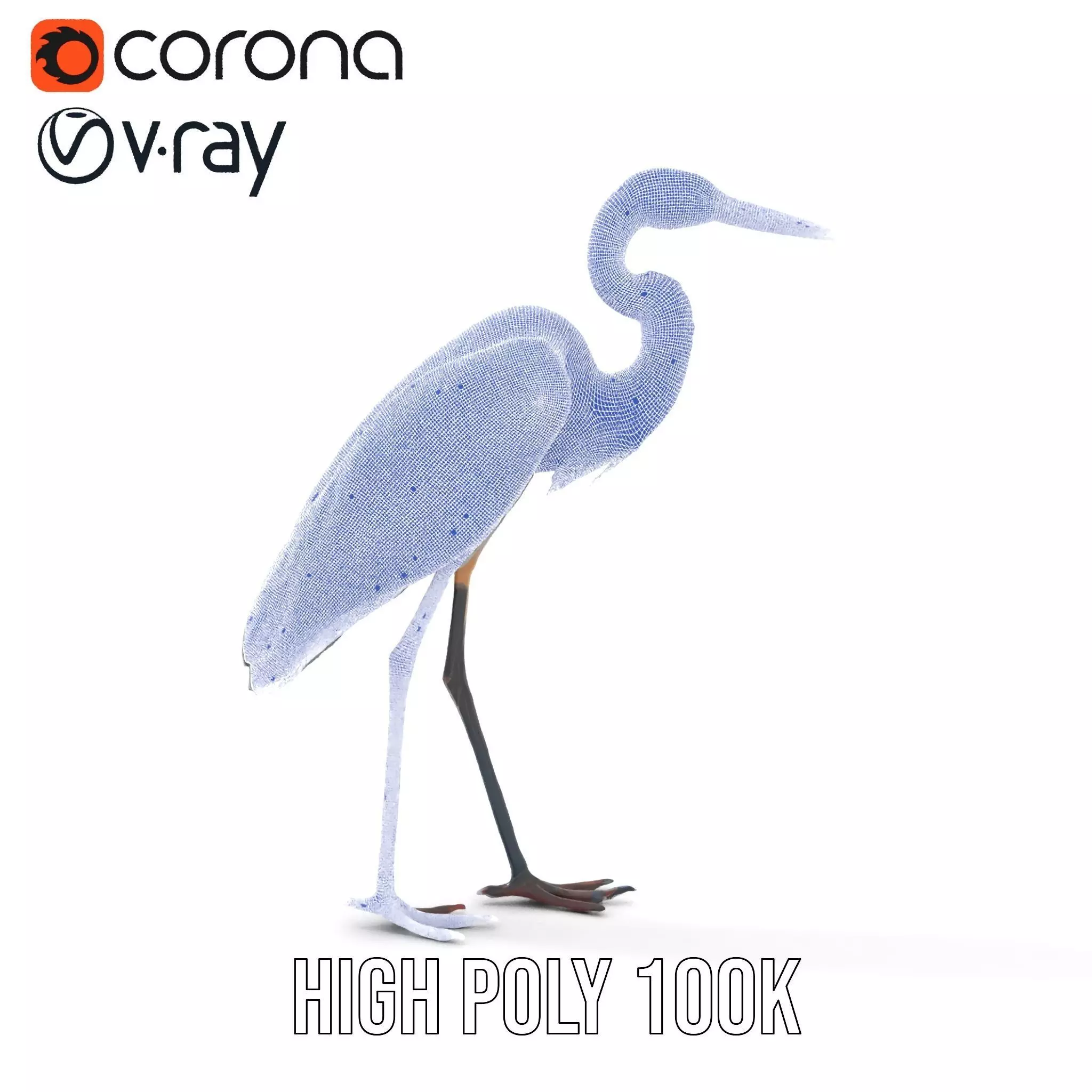 Elegant Heron model pack Low-poly 3D model_24