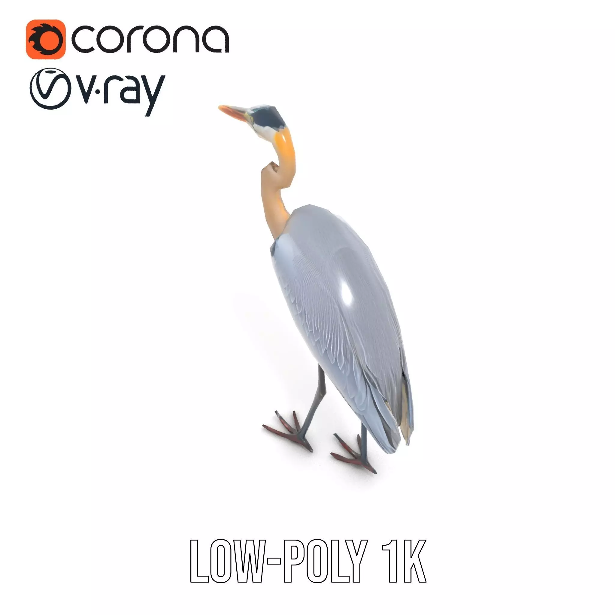 Elegant Heron model pack Low-poly 3D model_10